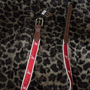 Leopard Print Faux Fur Coat with Red Belt